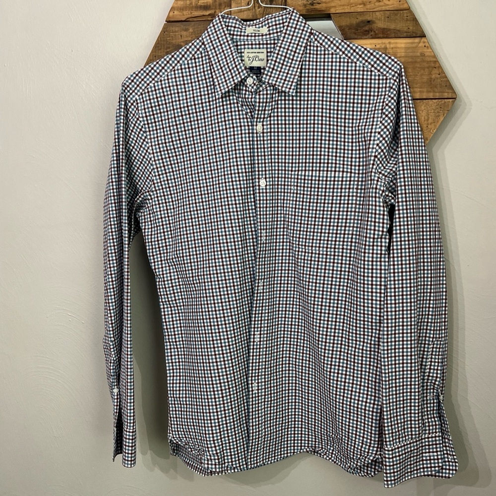 J.Crew 100% Cotton Shirting Men’s Button Down Size M Slim EUC